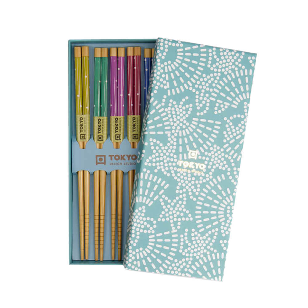 Tokyo Design Studio Light Blue Star Set of 5 Chopsticks Giftset